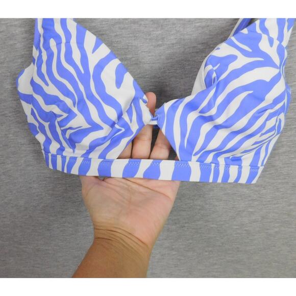 Shade & Shore Bikini Top 34D Purple White Zebra Print Underwire Padded Cups - Picture 2 of 6